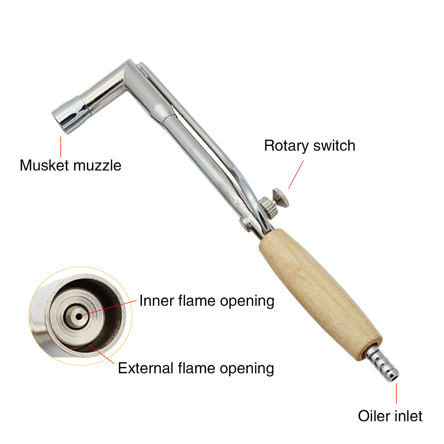 Adjustable Flame Gas Wood Handle Welding Torch for Jewelry Making Soldering Tool Heating Equipment with Burner Flame Machine