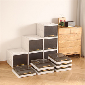 Wardrobe Assistant Brown Clear Storage Boxes & Bins Middle Fast Folding 5 Second Stackable Collapsible Durable New Design