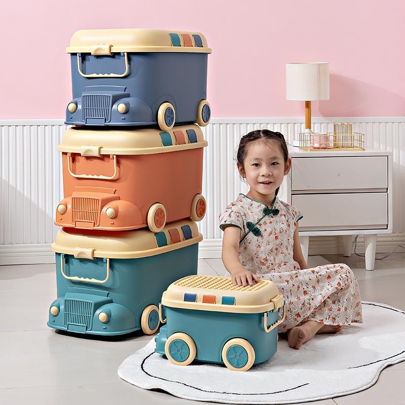 Plastic Lid Wholesale Kids Children Toy Storage Box With Hole Train Storage Organizer Fashion Design Big Volume Type Storage Bin