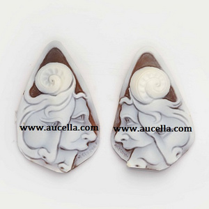 Cameo Carved On Natural Seashell Cameos Drops Shape Luxury Product Made in Italy