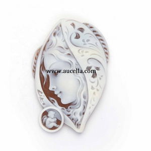 Made In Italy New Style Carving Natural Seashell Sardonyx Cameo Big Size