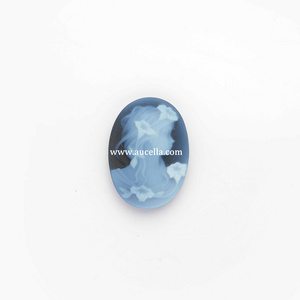 18 mm Size Blue Agate Cameo Carved Factory Price Gemstone