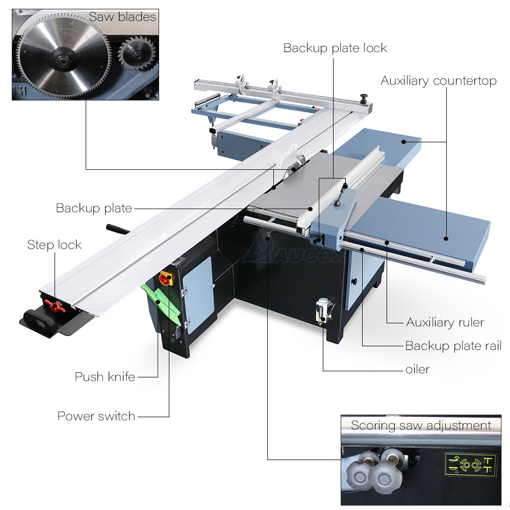 Automatic step lock digital screen best level sliding panel saw big saw wood cutting machine woodworking machinery MJ6132CD