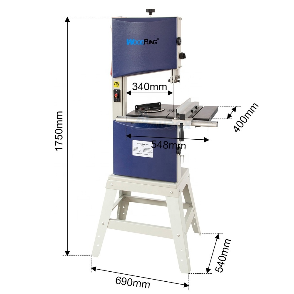 Bench Industrial Band Saw Machine Low Noise Induction Motor log Wood Cutting Saw