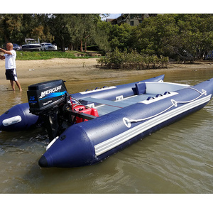 Salable Folding Dinghy Inflatable Aluminium Floor Fishing Catamaran Boat with Outboard Motor