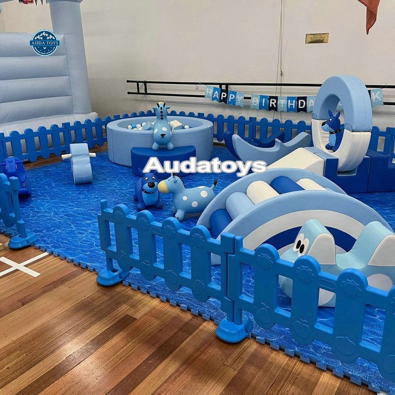 Boy Ocean Blue Mobile Commercial SoftPlay Set Kids Indoor Playground Equipment for party rental