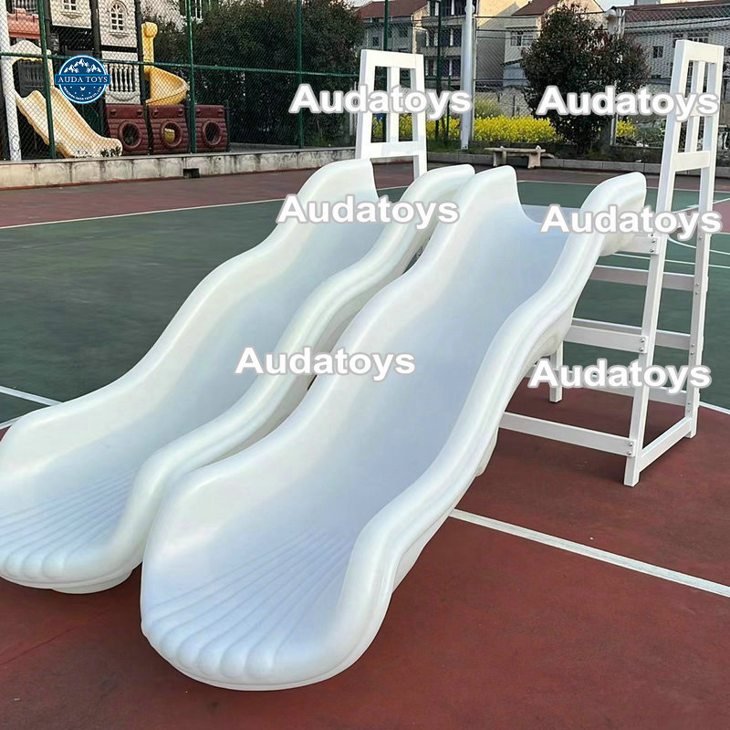 Large Playground Luxury Stairs White Double Slide For Kid Ball Pit