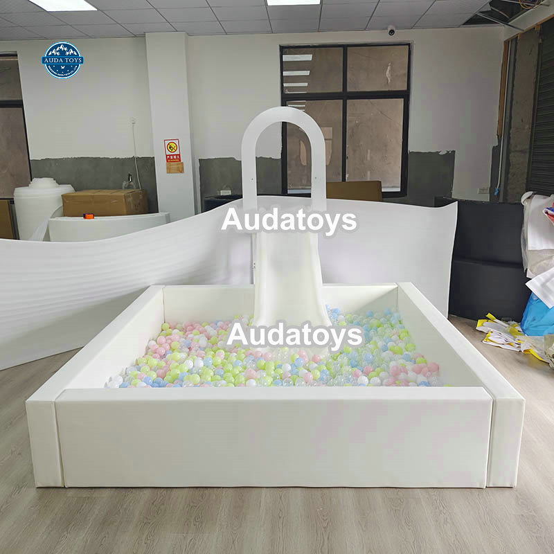 Custom Kids Single Soft Playground Stair White soft play Ball Pit With Slide