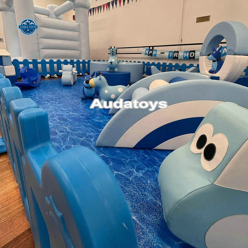 Boy Ocean Blue Mobile Commercial SoftPlay Set Kids Indoor Playground Equipment for party rental