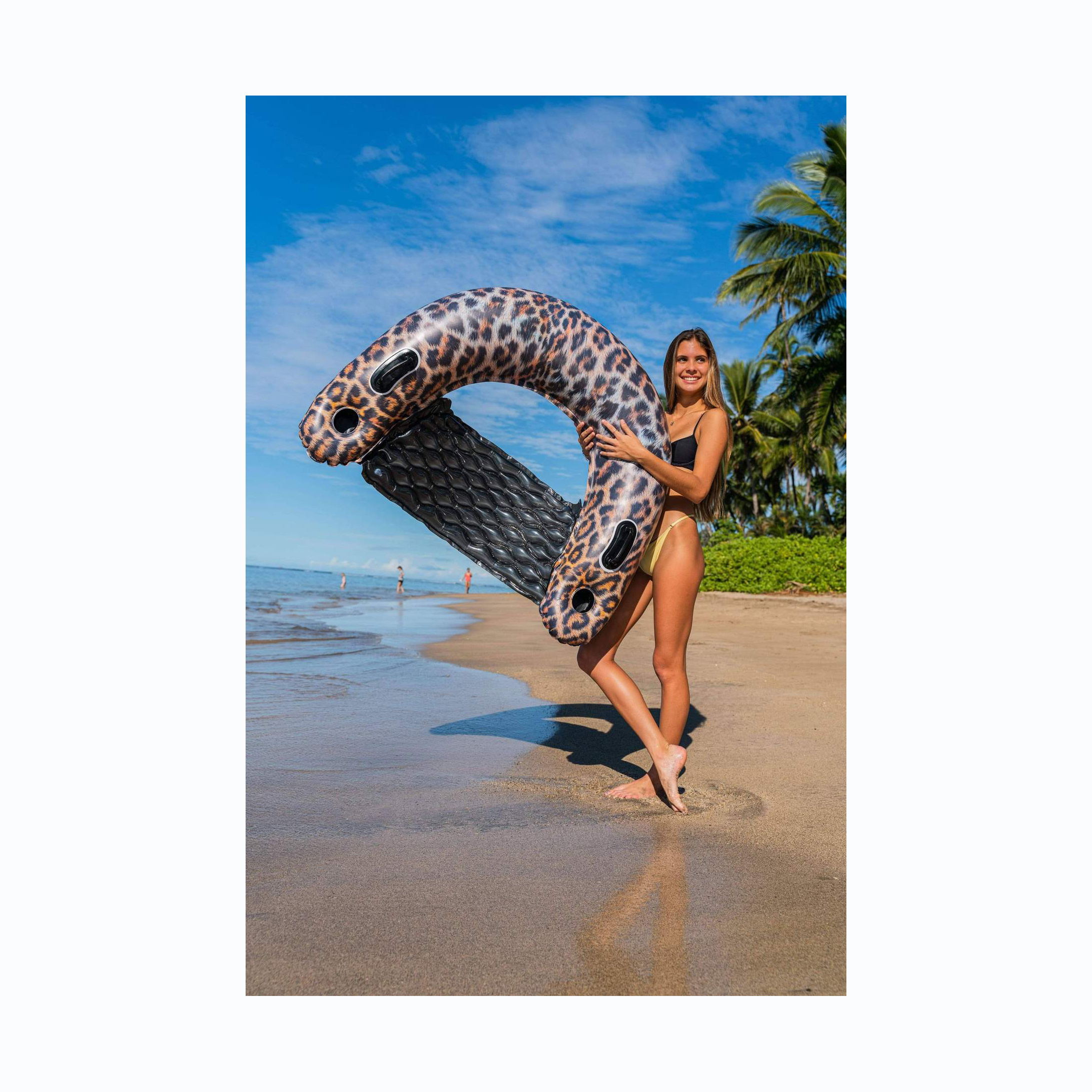 leopard print jumbo sun chair 2022 new inflatable water hammock float kids adults pool lounge