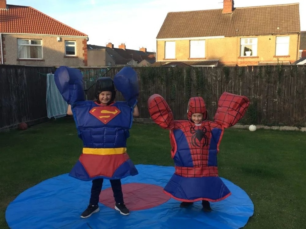 spiderman Sumo Suits  inflatable superman sumo wrestling suits sport games, sumo wrestling suits for kids and adults