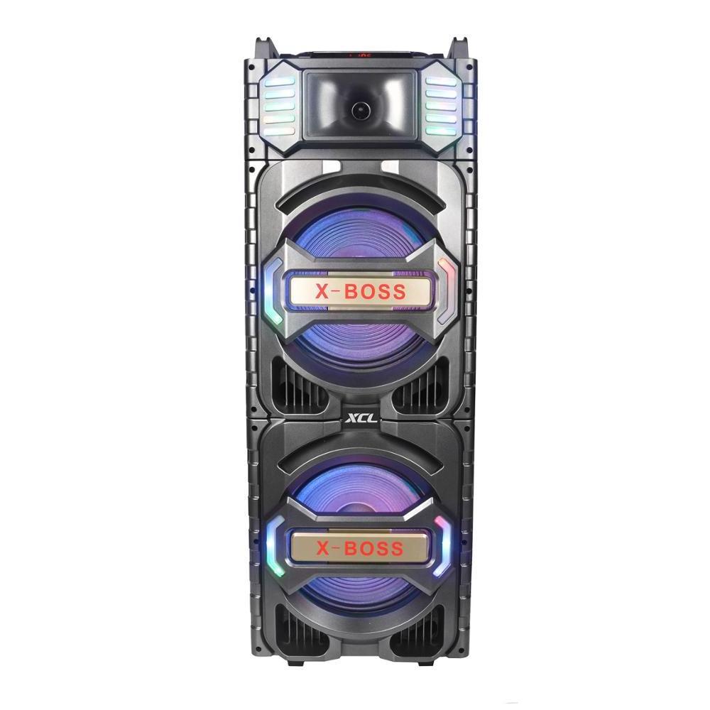 2018 New product dual 15 inch portable Trolley Speaker with two wireless MIC