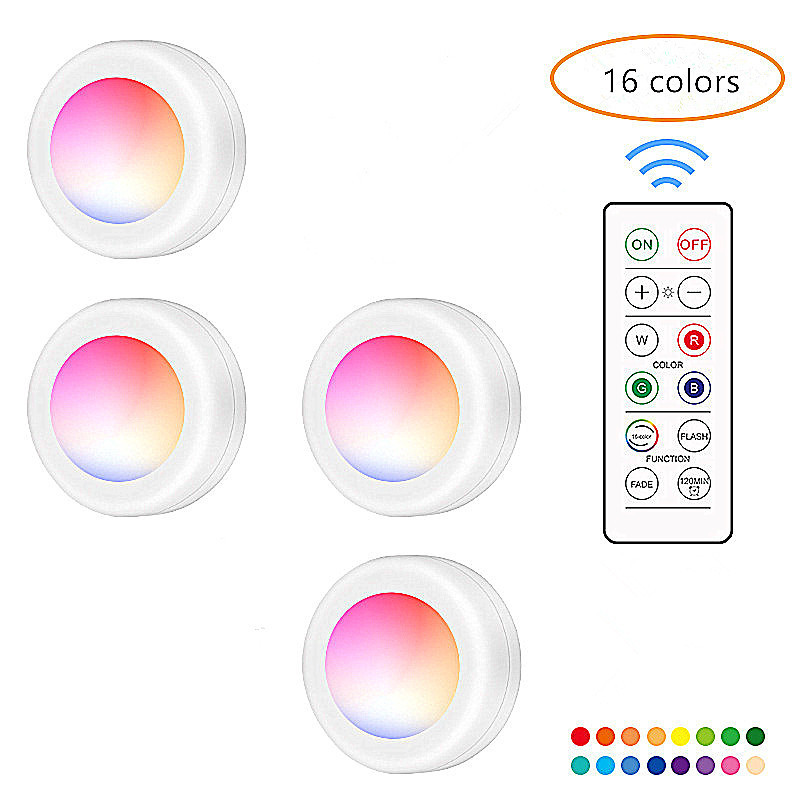 Vofull Creative 16 Colors RGB LED Press Night Light Atmosphere Pat Motion Sensor Wireless Light Remote Control Cabinet Light