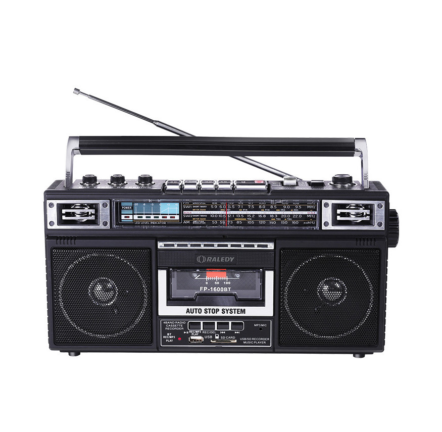 Vofull Retro Boombox Cassette Player AC Powered or Battery Operated Stereo AM/FM Radio with Big Speaker and Earphone Jack