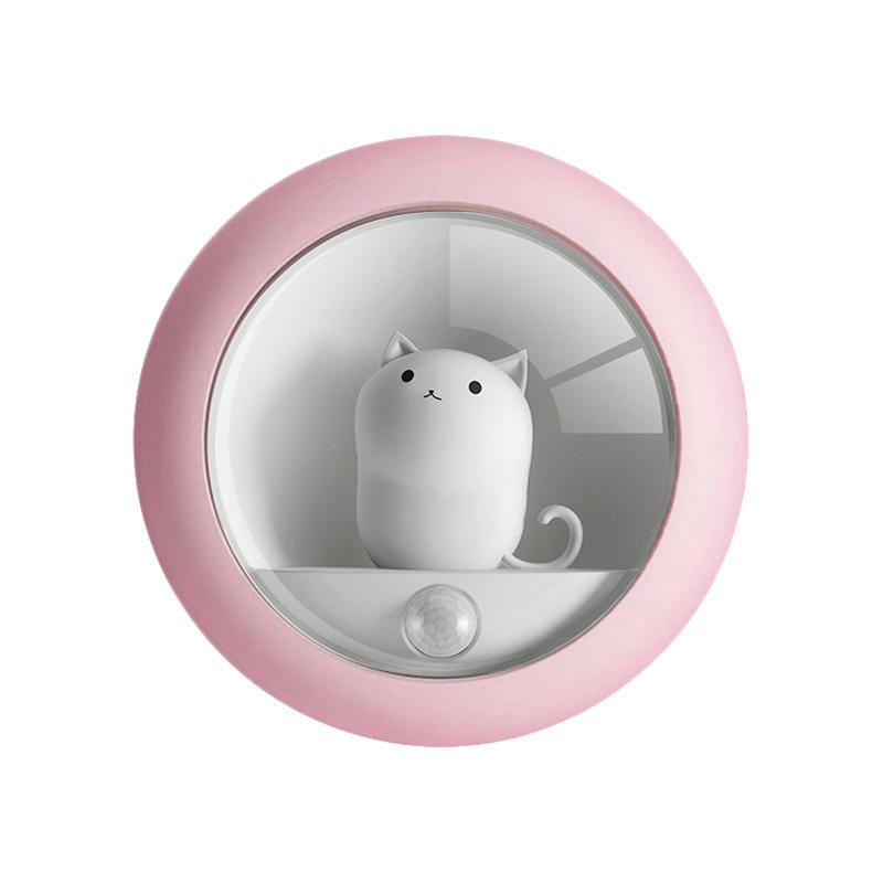 Vofull Hot Selling Rechargeable Night Lamp Motion Sensor Night Lights Round Cat LED Wall Light For Kids