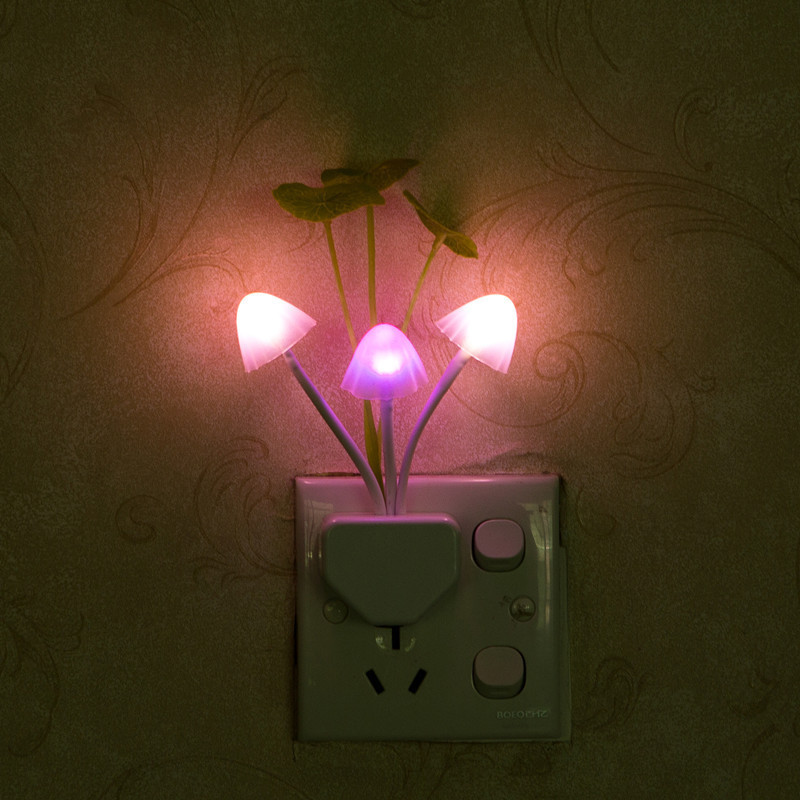 Vofull Kids Wall Mushroom Lamp Lotus Leaf Motion Sensor Plug in Small Mushroom Night Light