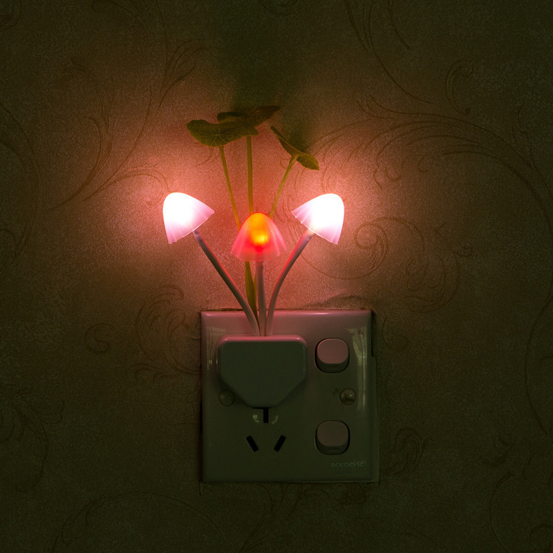 Vofull Kids Wall Mushroom Lamp Lotus Leaf Motion Sensor Plug in Small Mushroom Night Light