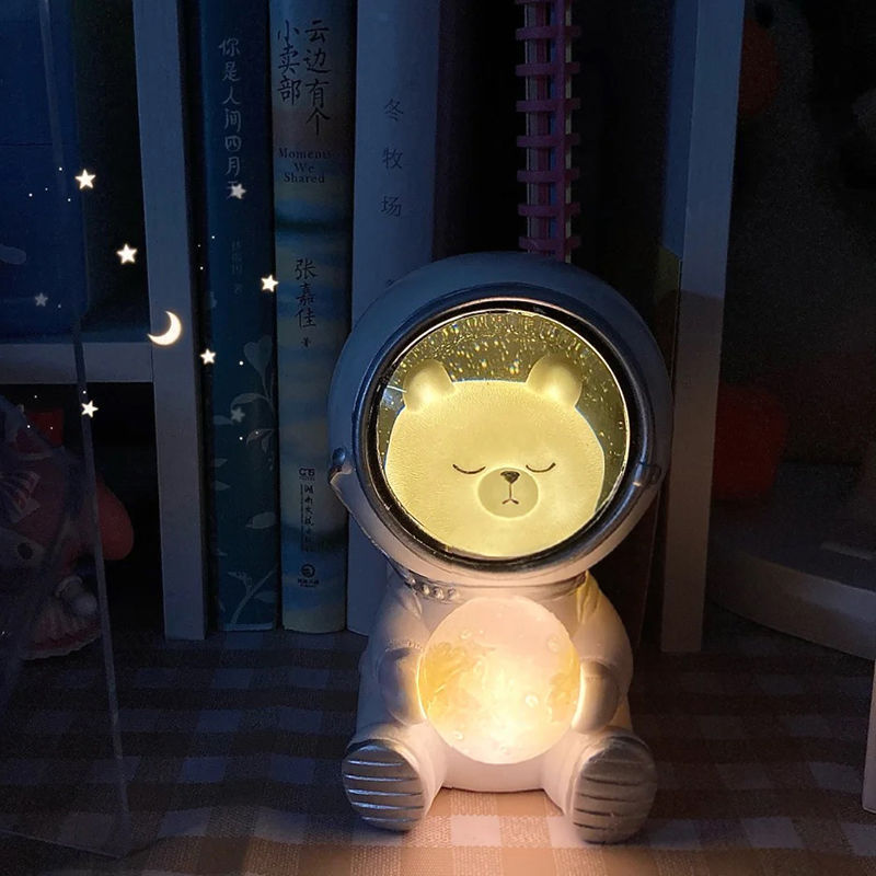 Vofull LED Moon Lamp Dog Cat Bear Night Light Cute Galaxy Guardian Pet Astronaut Night Light