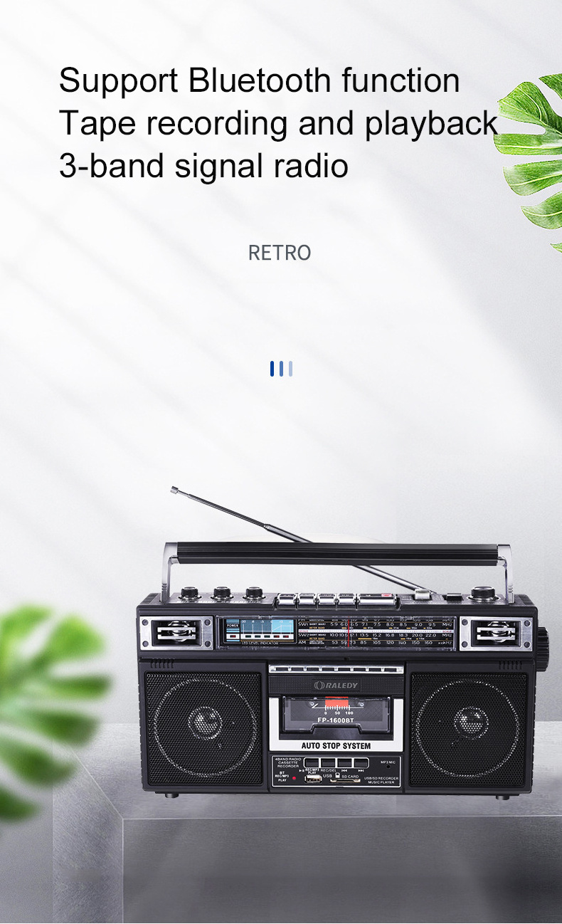 Vofull Retro Boombox Cassette Player AC Powered or Battery Operated Stereo AM/FM Radio with Big Speaker and Earphone Jack