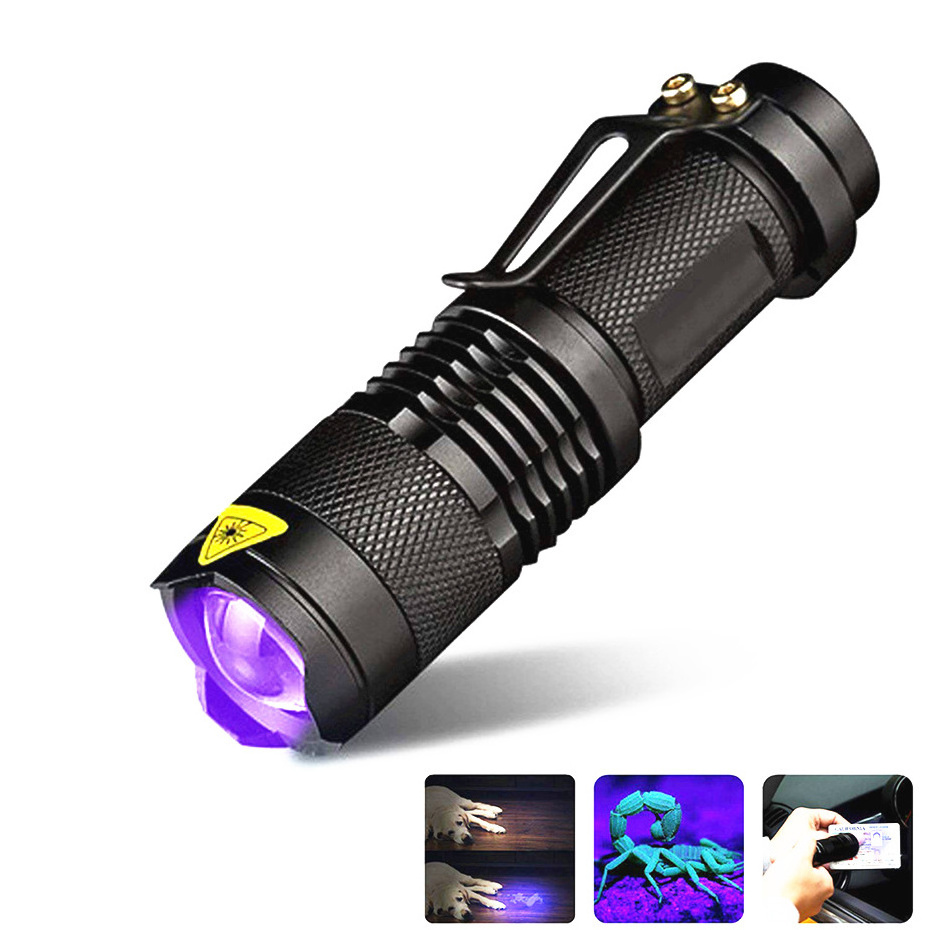 Vofull 2000 LM UV Torch Ultraviolet Lamp L2/T6 White Light 18650 Rechargeable 5 Modes Zoom 395nm Blacklight Led Flashlights