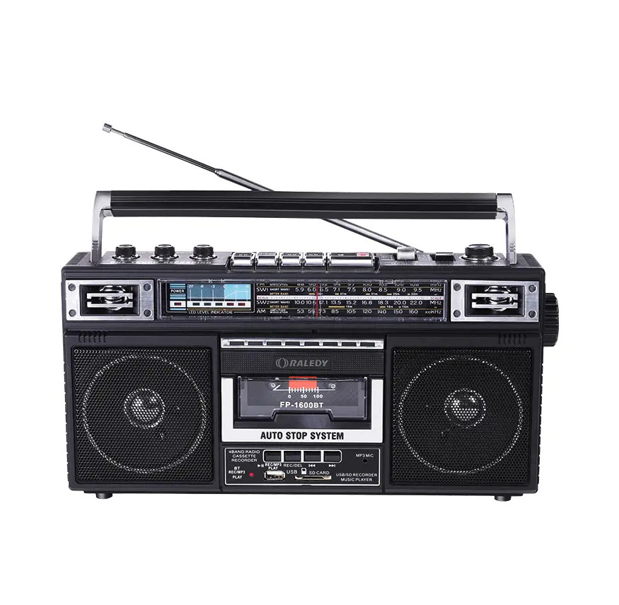 Potable Retro Boombox Cassette Radio Player AM FM Classic Cassette Recorder Stereo Speaker