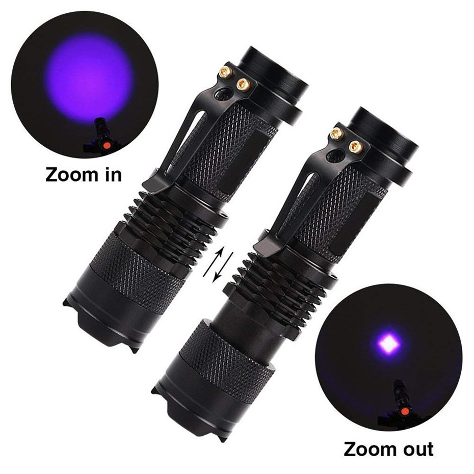 Vofull 2000 LM UV Torch Ultraviolet Lamp L2/T6 White Light 18650 Rechargeable 5 Modes Zoom 395nm Blacklight Led Flashlights