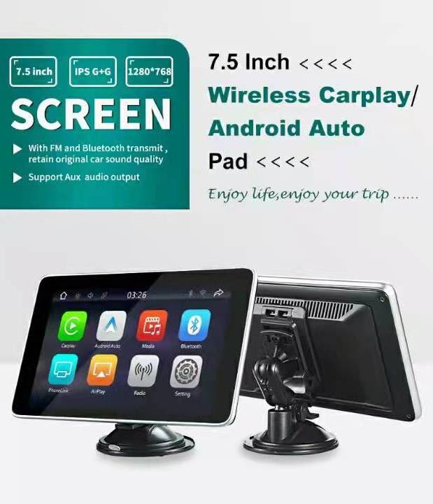 7 inch Universal Wireless Carplay  Screen Motorbike Navigation  Android auto Gps Gauge Potable for car