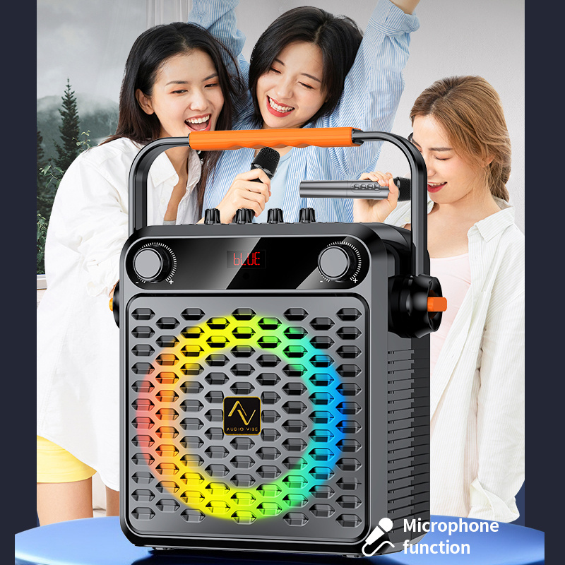 Portable Bluetooth Karaoke Party Speakers with Wireless Microphones USB AUX TF Home Theatre Stereo Sound Quality Assured Nice