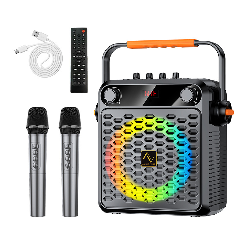 Portable Bluetooth Karaoke Party Speakers with Wireless Microphones USB AUX TF Home Theatre Stereo Sound Quality Assured Nice