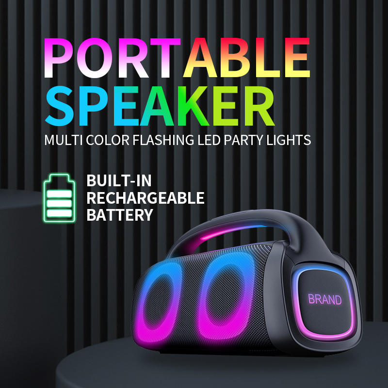 Portable Bluetooth Loud Sound Party Speaker RGB Light Multiple Functions Popular Hot Selling Outdoor Music Black Plastic Active