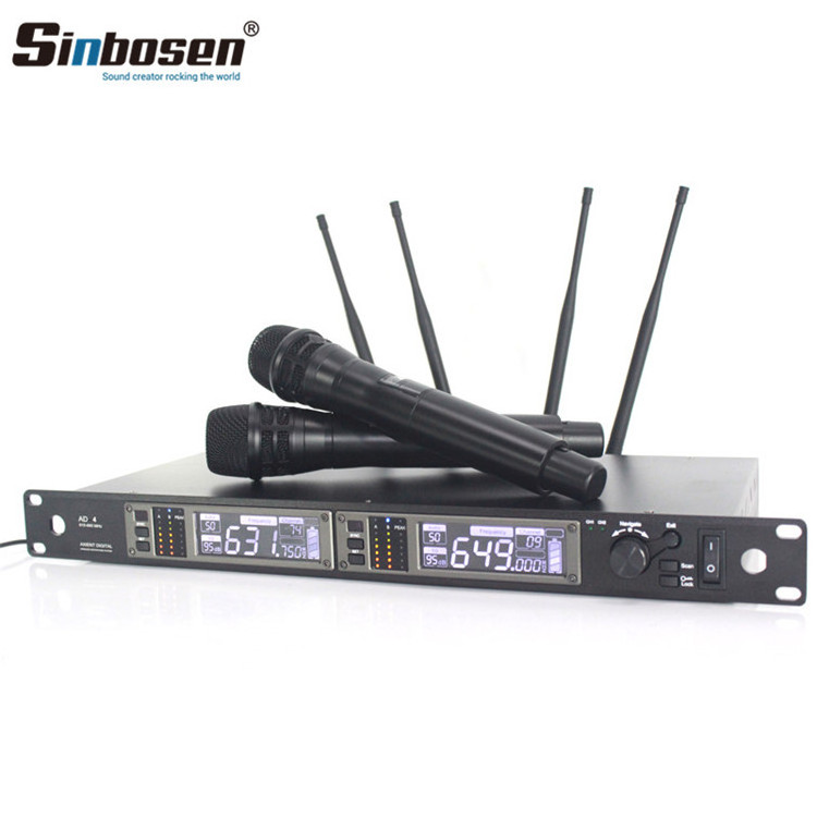 Sinbosen AD-4 Karaoke System UHF Wireless Studio Microphone Professional With 2 Dynamic Mic