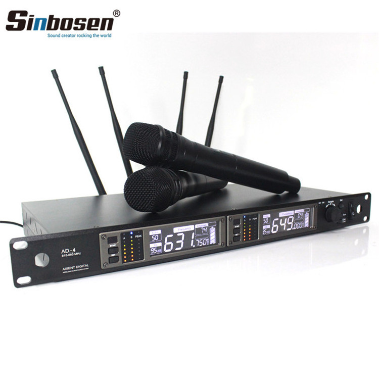 Sinbosen AD-4 Karaoke System UHF Wireless Studio Microphone Professional With 2 Dynamic Mic