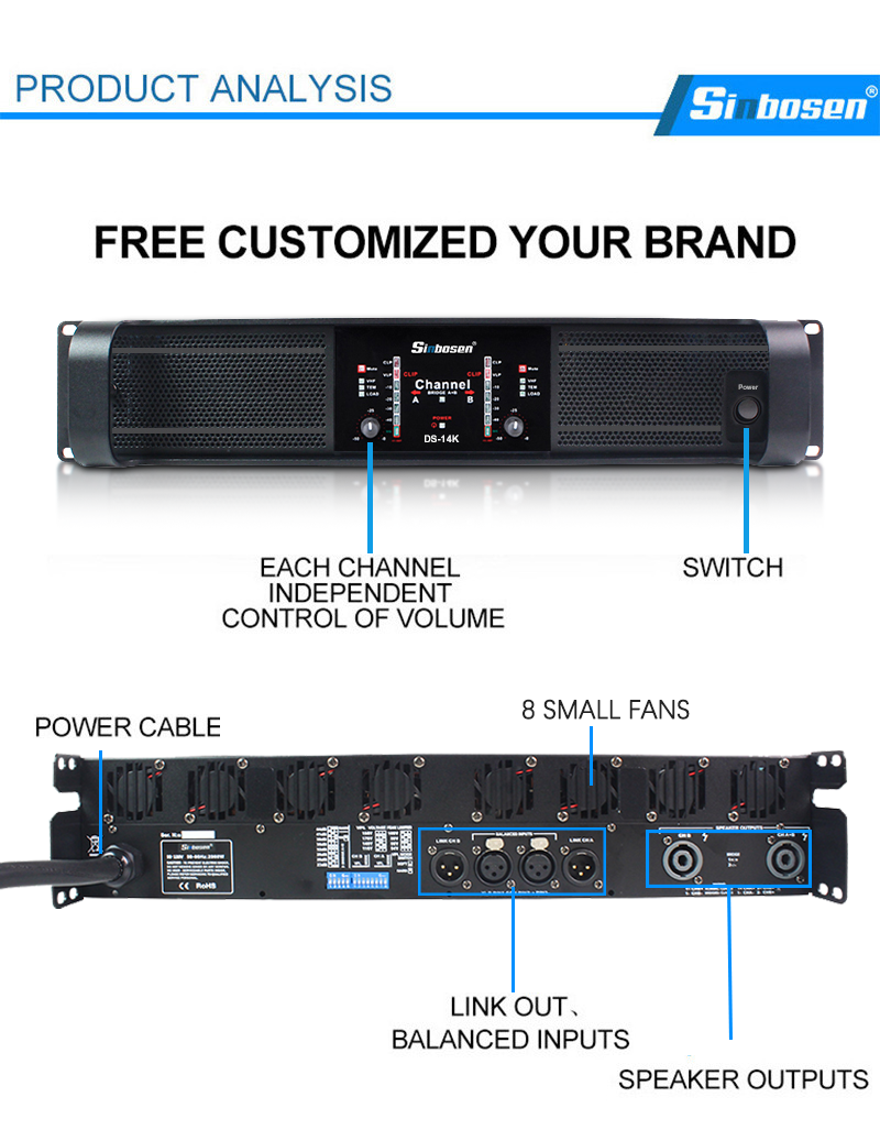 Sinbosen amplifier professional audio power DS-14K amplifier 6000 watts amplifier professional