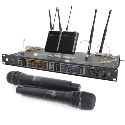 Sinbosen AD-4 Karaoke System UHF Wireless Studio Microphone Professional With 2 Dynamic Mic