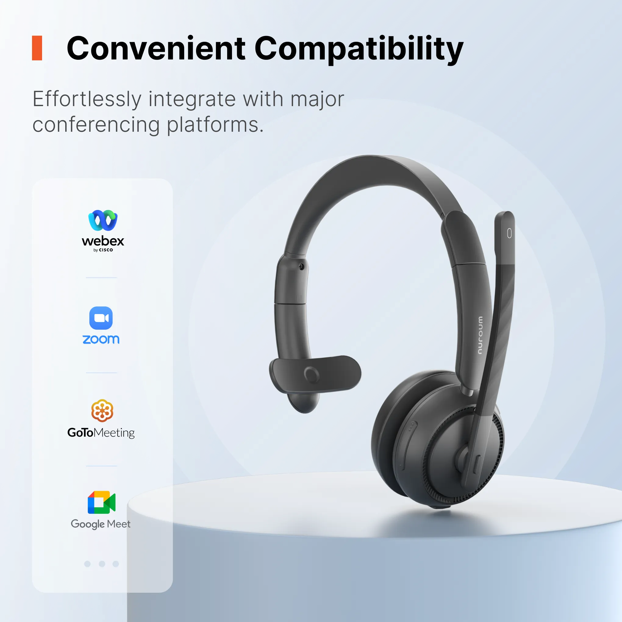 ENC Bluetooth Wireless Single Ear Headphone Dual Mic Headset With Charging Stand For Telephone Operator Truck Driver