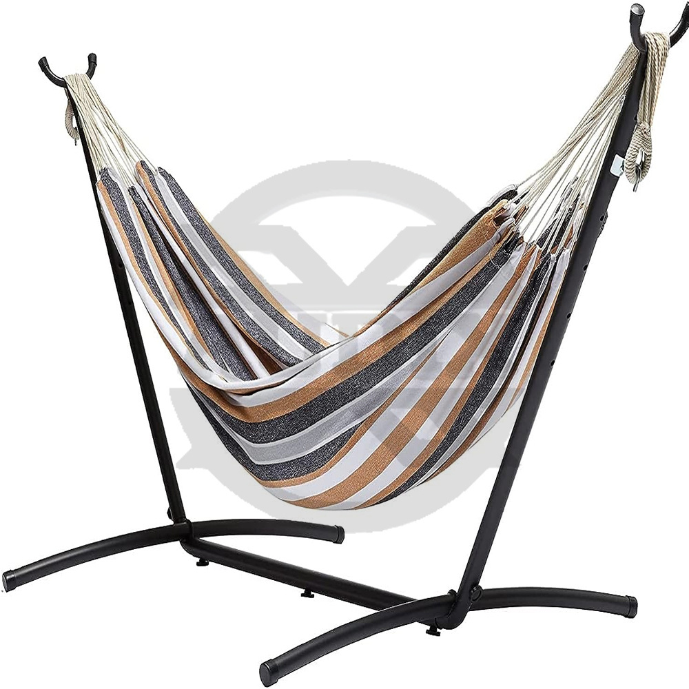 2024 Basics Double Hammock with 9-Foot Space Saving Steel Stand and Carrying Case 400 lb Capacity For Hiking And Beach