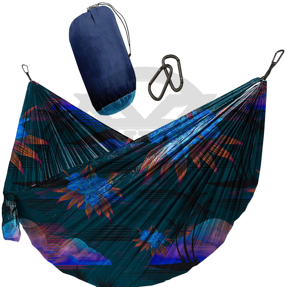 New Sublimation  Heavy Duty Hammock with Parachute Nylon Fabric Camping Accessories & Camping Gear for Outdoor Activities