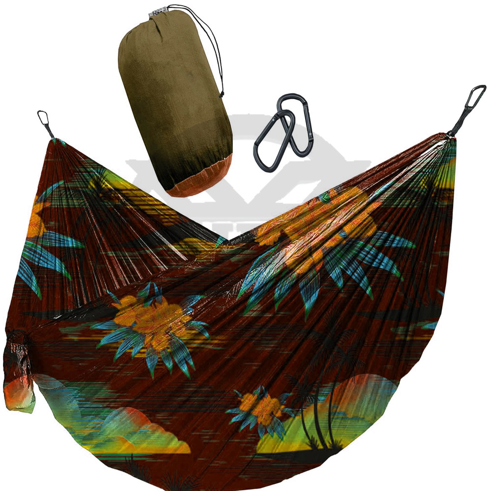 New Sublimation  Heavy Duty Hammock with Parachute Nylon Fabric Camping Accessories & Camping Gear for Outdoor Activities