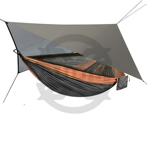 New Arrival Camping Hammock with Rainfly Tarp and Mosquito Net Portable Single Double Hammock Tent with Tree Strap Outdoor Hammo