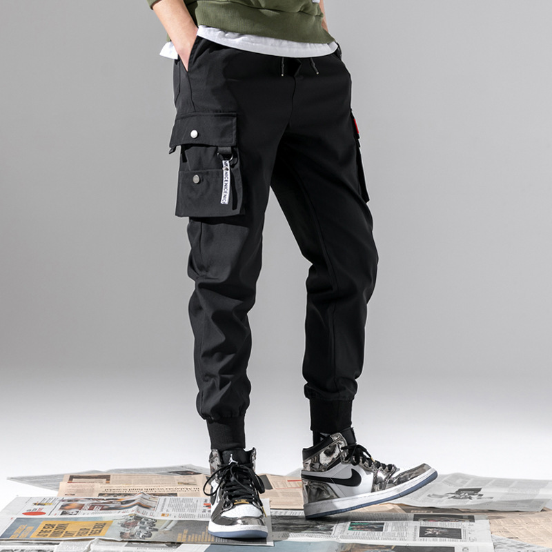 Black Cargo Pants Men Hip Hop Streetwear Jogger Trousers Men Casual Sweatpants