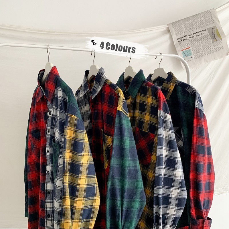 wholesale custom Crazy Shirts Tee Utility Factory Elbow Patch Raw Edge Flannel Shirt With High Quality Men's