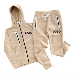 OEM Sweat suit Drop shipping Custom Logo Polyester Long Sleeve Zip Up Hoodie Pants 2 Piece Set Jogging Suit Men's Track Suits