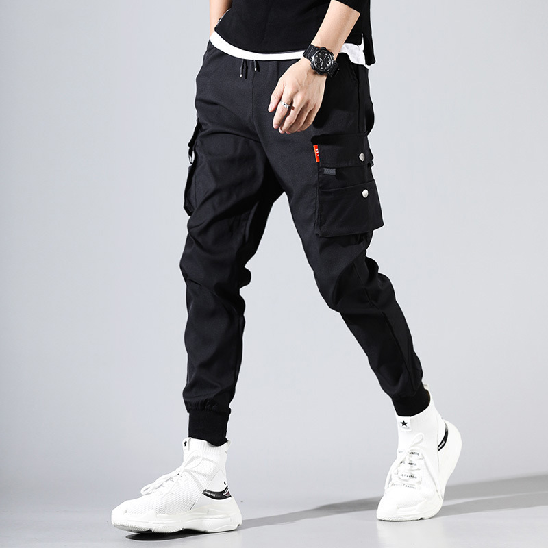 Black Cargo Pants Men Hip Hop Streetwear Jogger Trousers Men Casual Sweatpants