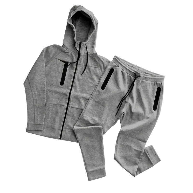 OEM Sweat suit Drop shipping Custom Logo Polyester Long Sleeve Zip Up Hoodie Pants 2 Piece Set Jogging Suit Men's Track Suits