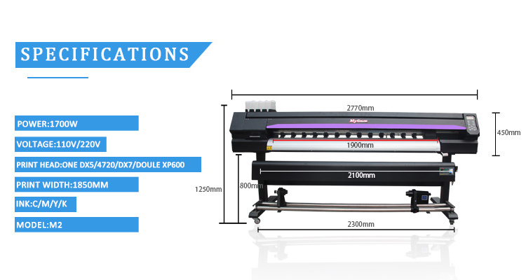 DX5/DX7/XP600/4720/I3200 head  digital inkjet printer 6 feet  eco solvent printer /sublimation Inkjet printer machine