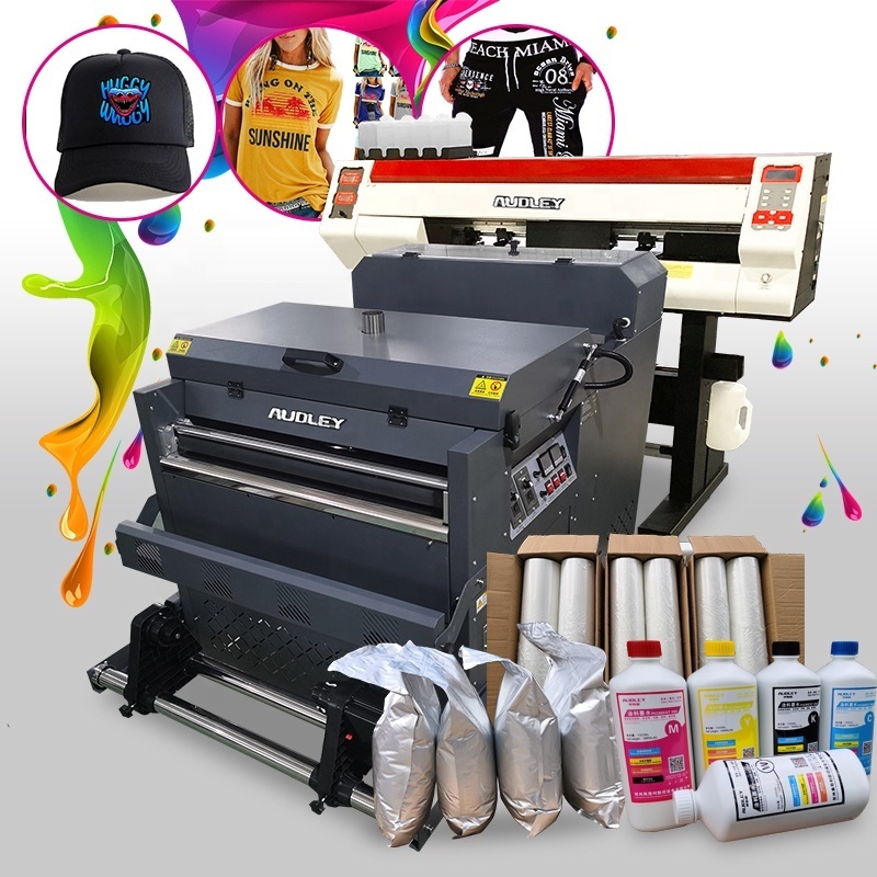 Audley 60cm DTF Printer T-shirt Printing Machine Direct to Film Printer with Powder Shake Machine 2 XP600/i3200 Print Head L1800