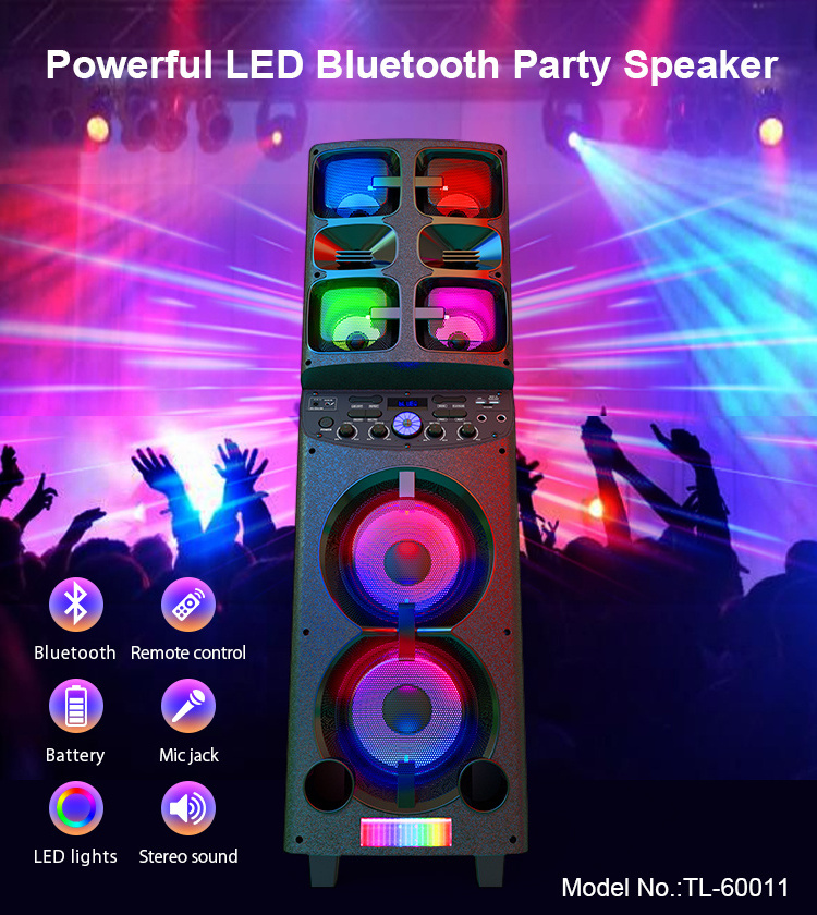 80W Powerful Party Speaker Connect To Bluetooth AUX Micro SD USB FM Radio Outdoor Portable Speaker