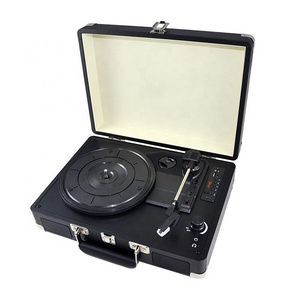 Home Bluetooth Wireless Auto Stop 3 Speed Suitcase Vinyl Record Player Turntable with Cartridge