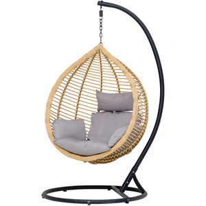 Wholesale Steel Wicker Rattan Swing Seat Furniture Outdoor Patio Swing Chair Hanging Garden Swing Egg Chair With Stand