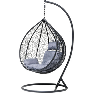 Hanging Chair with Round Frame Rattan Hanging Egg Garden Rattan Swing Chair Wicker Tear Drop Foldable Swing Chair Metal Modern